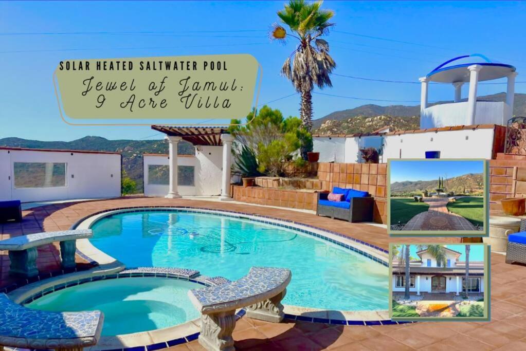Private Home On 10 Acres - Heated Salt Pool & Jacuzzi, Mountain & City Views, Horseshoes, Basketball, Bbq, Golf Putting, Foosball, Croquet, Bose Stereo, White Cotton Bedding - Hilltop Hacienda, Pool Heat Optional Jamul Екстериор снимка
